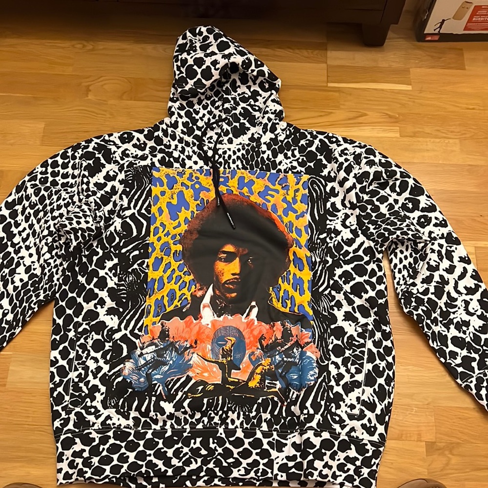 New with tags Market Jimi Hendrix hoodie black and white cheetah print XXL